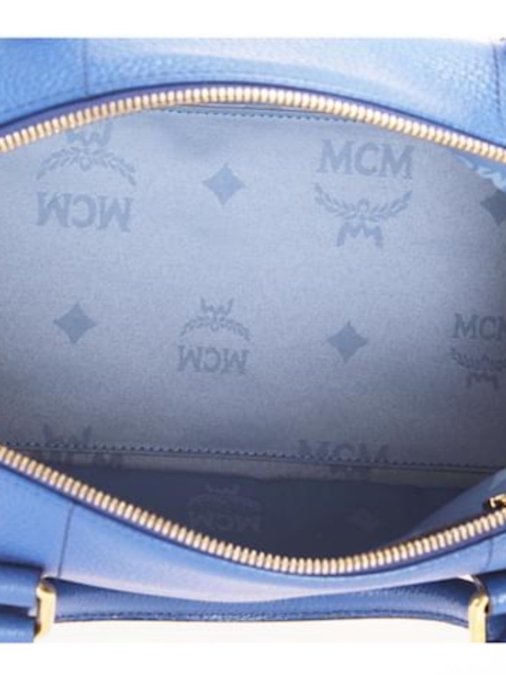 MCM Royal Blue Leather Bowling Bag with Gold Hardware - Picture 9 of 10